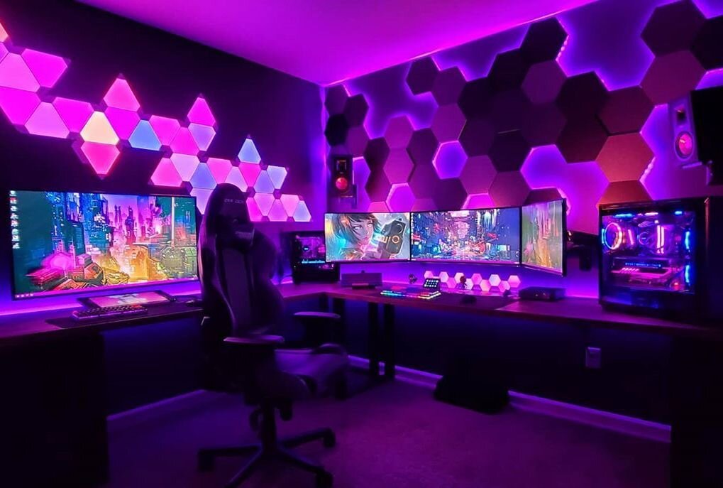 Sfeervolle gaming lounge met RGB-verlichting